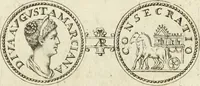 An illustration from Numismata imperatorum romanorum praestantiora a Julio Caesare ad Postumum usque per Joannem Vaillant (1743)