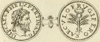 An illustration from Numismata imperatorum romanorum praestantiora a Julio Caesare ad Postumum usque per Joannem Vaillant (1743)