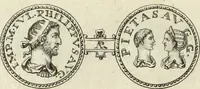 An illustration from Numismata imperatorum romanorum praestantiora a Julio Caesare ad Postumum usque per Joannem Vaillant (1743)