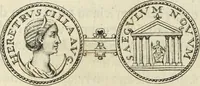 An illustration from Numismata imperatorum romanorum praestantiora a Julio Caesare ad Postumum usque per Joannem Vaillant (1743)