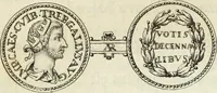 An illustration from Numismata imperatorum romanorum praestantiora a Julio Caesare ad Postumum usque per Joannem Vaillant (1743)