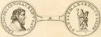 An illustration from Numismata imperatorum romanorum praestantiora a Julio Caesare ad Postumum usque per Joannem Vaillant (1743)