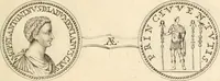An illustration from Numismata imperatorum romanorum praestantiora a Julio Caesare ad Postumum usque per Joannem Vaillant (1743)