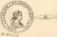 An illustration from Numismata imperatorum romanorum praestantiora a Julio Caesare ad Postumum usque per Joannem Vaillant (1743)