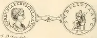 An illustration from Numismata imperatorum romanorum praestantiora a Julio Caesare ad Postumum usque per Joannem Vaillant (1743)