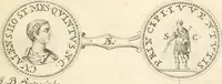 An illustration from Numismata imperatorum romanorum praestantiora a Julio Caesare ad Postumum usque per Joannem Vaillant (1743)
