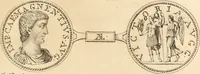 An illustration from Numismata imperatorum romanorum praestantiora a Julio Caesare ad Postumum usque per Joannem Vaillant (1743)