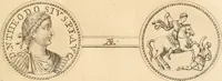 An illustration from Numismata imperatorum romanorum praestantiora a Julio Caesare ad Postumum usque per Joannem Vaillant (1743)