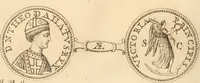 An illustration from Numismata imperatorum romanorum praestantiora a Julio Caesare ad Postumum usque per Joannem Vaillant (1743)