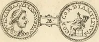 An illustration from Numismata imperatorum romanorum praestantiora a Julio Caesare ad Postumum usque per Joannem Vaillant (1743)
