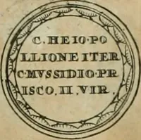 An illustration from Numismata ærea imperatorum, augustarum, et cæsarum, in coloniis, municilpiis, et urbibus jure latio donatis, ex omni modulo percussa (1695)