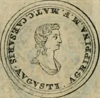An illustration from Numismata ærea imperatorum, augustarum, et cæsarum, in coloniis, municilpiis, et urbibus jure latio donatis, ex omni modulo percussa (1695)