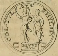 An illustration from Numismata ærea imperatorum, augustarum, et cæsarum, in coloniis, municilpiis, et urbibus jure latio donatis, ex omni modulo percussa (1695)