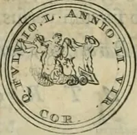 An illustration from Numismata ærea imperatorum, augustarum, et cæsarum, in coloniis, municilpiis, et urbibus jure latio donatis, ex omni modulo percussa (1695)