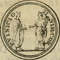 An illustration from Numismata ærea imperatorum, augustarum, et cæsarum, in coloniis, municilpiis, et urbibus jure latio donatis, ex omni modulo percussa (1695)