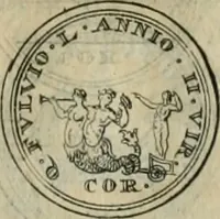 An illustration from Numismata ærea imperatorum, augustarum, et cæsarum, in coloniis, municilpiis, et urbibus jure latio donatis, ex omni modulo percussa (1695)
