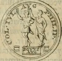 An illustration from Numismata ærea imperatorum, augustarum, et cæsarum, in coloniis, municilpiis, et urbibus jure latio donatis, ex omni modulo percussa (1695)