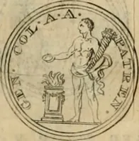 An illustration from Numismata ærea imperatorum, augustarum, et cæsarum, in coloniis, municilpiis, et urbibus jure latio donatis, ex omni modulo percussa (1695)