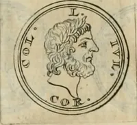An illustration from Numismata ærea imperatorum, augustarum, et cæsarum, in coloniis, municilpiis, et urbibus jure latio donatis, ex omni modulo percussa (1695)