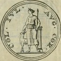 An illustration from Numismata ærea imperatorum, augustarum, et cæsarum, in coloniis, municilpiis, et urbibus jure latio donatis, ex omni modulo percussa (1695)