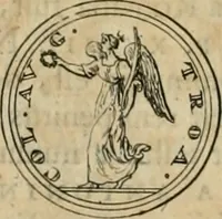An illustration from Numismata ærea imperatorum, augustarum, et cæsarum, in coloniis, municilpiis, et urbibus jure latio donatis, ex omni modulo percussa (1695)