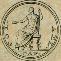 An illustration from Numismata ærea imperatorum, augustarum, et cæsarum, in coloniis, municilpiis, et urbibus jure latio donatis, ex omni modulo percussa (1695)
