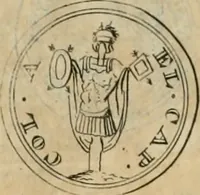 An illustration from Numismata ærea imperatorum, augustarum, et cæsarum, in coloniis, municilpiis, et urbibus jure latio donatis, ex omni modulo percussa (1695)