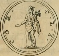 An illustration from Numismata ærea imperatorum, augustarum, et cæsarum, in coloniis, municilpiis, et urbibus jure latio donatis, ex omni modulo percussa (1695)
