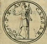 An illustration from Numismata ærea imperatorum, augustarum, et cæsarum, in coloniis, municilpiis, et urbibus jure latio donatis, ex omni modulo percussa (1695)