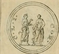 An illustration from Numismata ærea imperatorum, augustarum, et cæsarum, in coloniis, municilpiis, et urbibus jure latio donatis, ex omni modulo percussa (1695)