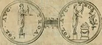 An illustration from Numismata ærea imperatorum, augustarum, et cæsarum, in coloniis, municilpiis, et urbibus jure latio donatis, ex omni modulo percussa (1695)
