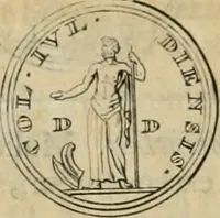 An illustration from Numismata ærea imperatorum, augustarum, et cæsarum, in coloniis, municilpiis, et urbibus jure latio donatis, ex omni modulo percussa (1695)
