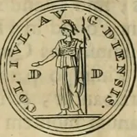 An illustration from Numismata ærea imperatorum, augustarum, et cæsarum, in coloniis, municilpiis, et urbibus jure latio donatis, ex omni modulo percussa (1695)