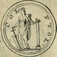 An illustration from Numismata ærea imperatorum, augustarum, et cæsarum, in coloniis, municilpiis, et urbibus jure latio donatis, ex omni modulo percussa (1695)