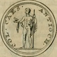 An illustration from Numismata ærea imperatorum, augustarum, et cæsarum, in coloniis, municilpiis, et urbibus jure latio donatis, ex omni modulo percussa (1695)