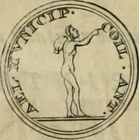 An illustration from Numismata ærea imperatorum, augustarum, et cæsarum, in coloniis, municilpiis, et urbibus jure latio donatis, ex omni modulo percussa (1695)