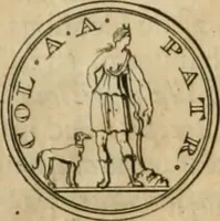 An illustration from Numismata ærea imperatorum, augustarum, et cæsarum, in coloniis, municilpiis, et urbibus jure latio donatis, ex omni modulo percussa (1695)