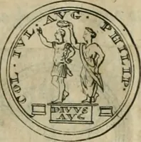 An illustration from Numismata ærea imperatorum, augustarum, et cæsarum, in coloniis, municilpiis, et urbibus jure latio donatis, ex omni modulo percussa (1695)