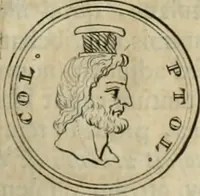 An illustration from Numismata ærea imperatorum, augustarum, et cæsarum, in coloniis, municilpiis, et urbibus jure latio donatis, ex omni modulo percussa (1695)