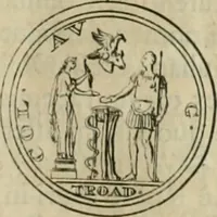 An illustration from Numismata ærea imperatorum, augustarum, et cæsarum, in coloniis, municilpiis, et urbibus jure latio donatis, ex omni modulo percussa (1695)