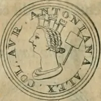 An illustration from Numismata ærea imperatorum, augustarum, et cæsarum, in coloniis, municilpiis, et urbibus jure latio donatis, ex omni modulo percussa (1695)