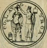 An illustration from Numismata ærea imperatorum, augustarum, et cæsarum, in coloniis, municilpiis, et urbibus jure latio donatis, ex omni modulo percussa (1695)