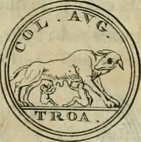 An illustration from Numismata ærea imperatorum, augustarum, et cæsarum, in coloniis, municilpiis, et urbibus jure latio donatis, ex omni modulo percussa (1695)