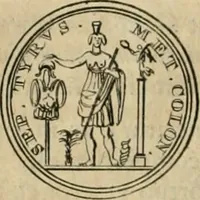 An illustration from Numismata ærea imperatorum, augustarum, et cæsarum, in coloniis, municilpiis, et urbibus jure latio donatis, ex omni modulo percussa (1695)