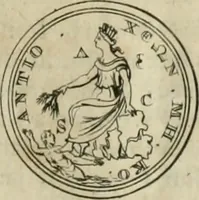 An illustration from Numismata ærea imperatorum, augustarum, et cæsarum, in coloniis, municilpiis, et urbibus jure latio donatis, ex omni modulo percussa (1695)