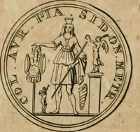 An illustration from Numismata ærea imperatorum, augustarum, et cæsarum, in coloniis, municilpiis, et urbibus jure latio donatis, ex omni modulo percussa (1695)