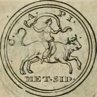 An illustration from Numismata ærea imperatorum, augustarum, et cæsarum, in coloniis, municilpiis, et urbibus jure latio donatis, ex omni modulo percussa (1695)