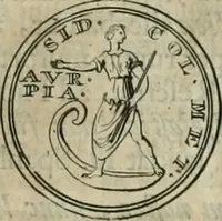 An illustration from Numismata ærea imperatorum, augustarum, et cæsarum, in coloniis, municilpiis, et urbibus jure latio donatis, ex omni modulo percussa (1695)