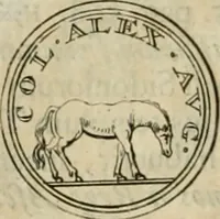 An illustration from Numismata ærea imperatorum, augustarum, et cæsarum, in coloniis, municilpiis, et urbibus jure latio donatis, ex omni modulo percussa (1695)