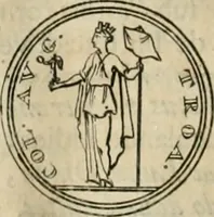 An illustration from Numismata ærea imperatorum, augustarum, et cæsarum, in coloniis, municilpiis, et urbibus jure latio donatis, ex omni modulo percussa (1695)